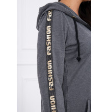 Női cipzáras pulóver, hátsó részben MI8997 grafit