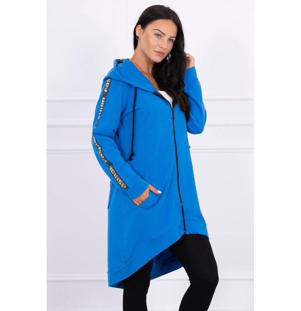 Női cipzáras pulóver, hátsó részben MI8997 farmer