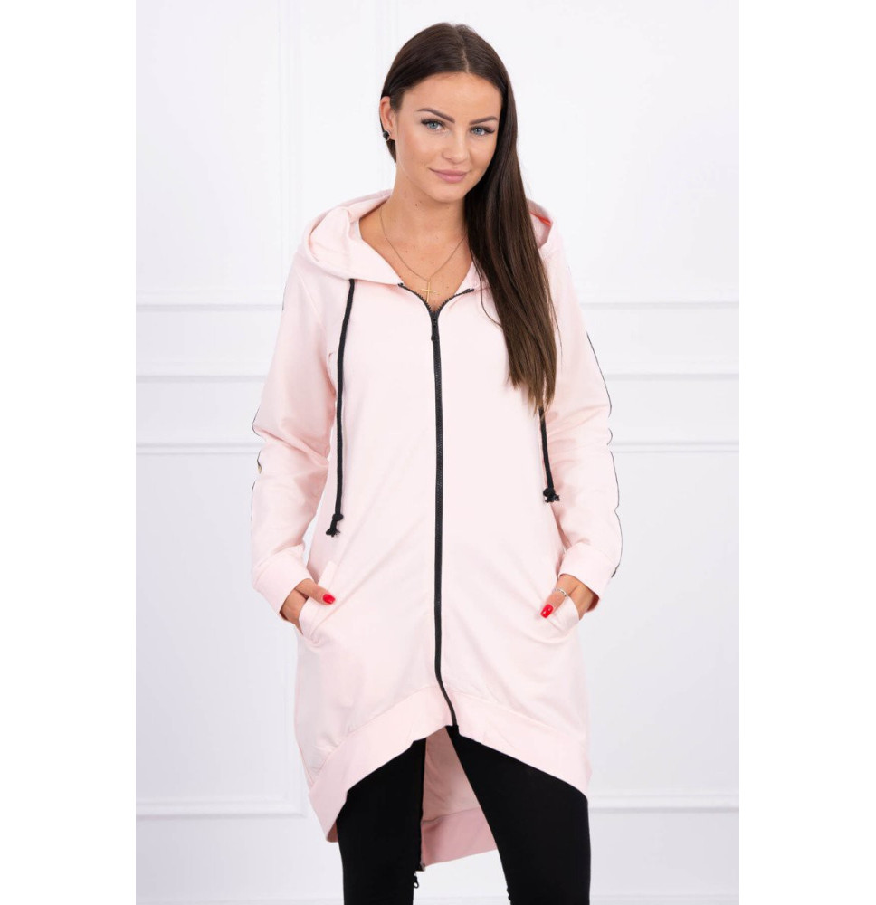 Női cipzáras pulóver, hátsó részben MI8997 rózsaszín