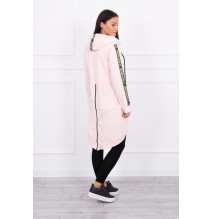 Női cipzáras pulóver, hátsó részben MI8997 rózsaszín