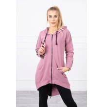 Női cipzáras pulóver, hátsó részben MI8997 rózsaszín