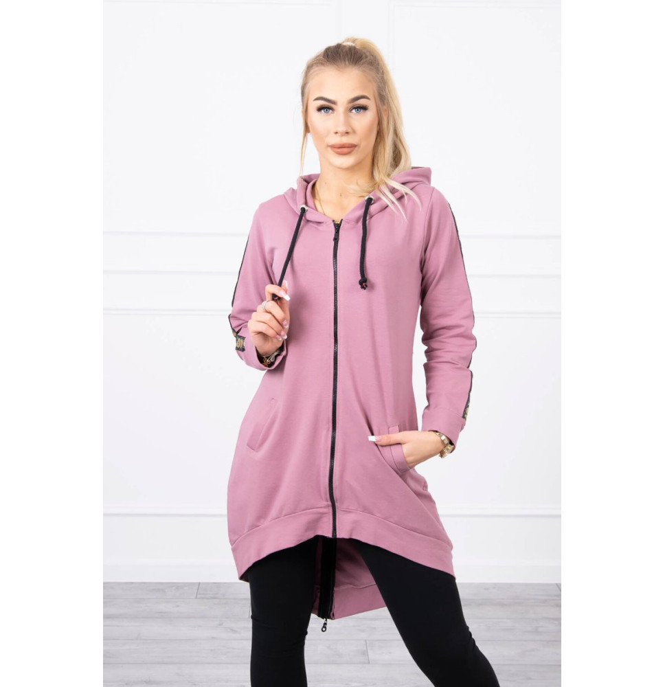 Női cipzáras pulóver, hátsó részben MI8997 rózsaszín