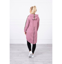 Női cipzáras pulóver, hátsó részben MI8997 rózsaszín