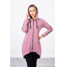 Női cipzáras pulóver, hátsó részben MI8997 rózsaszín