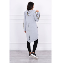 Női cipzáras pulóver, hátsó részben MI8997 szürke