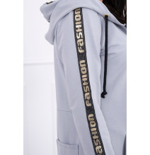 Női cipzáras pulóver, hátsó részben MI8997 szürke