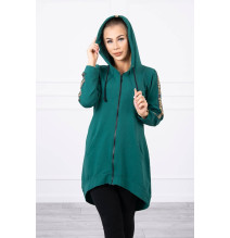 Női cipzáras pulóver, hátsó részben MI8997 zöld