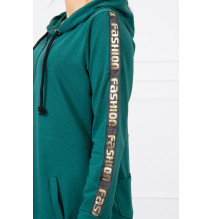 Női cipzáras pulóver, hátsó részben MI8997 zöld