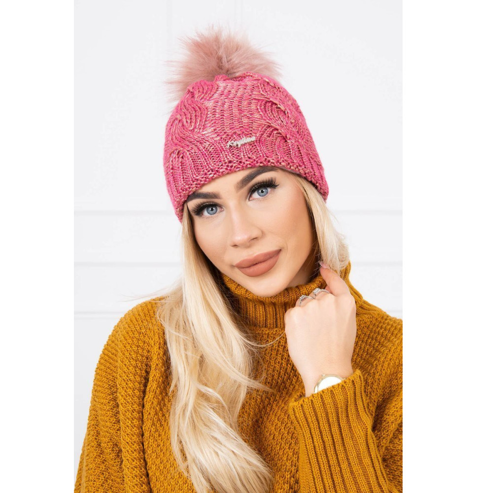 Női téli kalap MIK181 rózsaszín