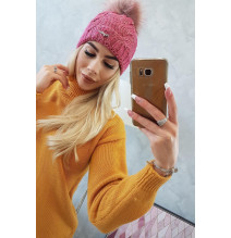 Női téli kalap MIK181 rózsaszín