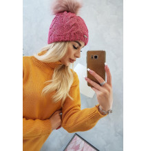 Női téli kalap MIK181 rózsaszín