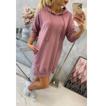 Ruha meghosszabbított hátsó és egy kapucnival MI9078 sötét rózsaszín