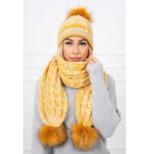 Női téli kalap és sál K122 sárga