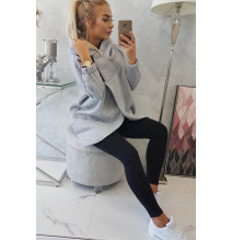 Női pulóver rövid cipzárral MI9110 szürke