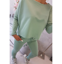 Női szett túlméretes blúzzal MI9091 sötét menta