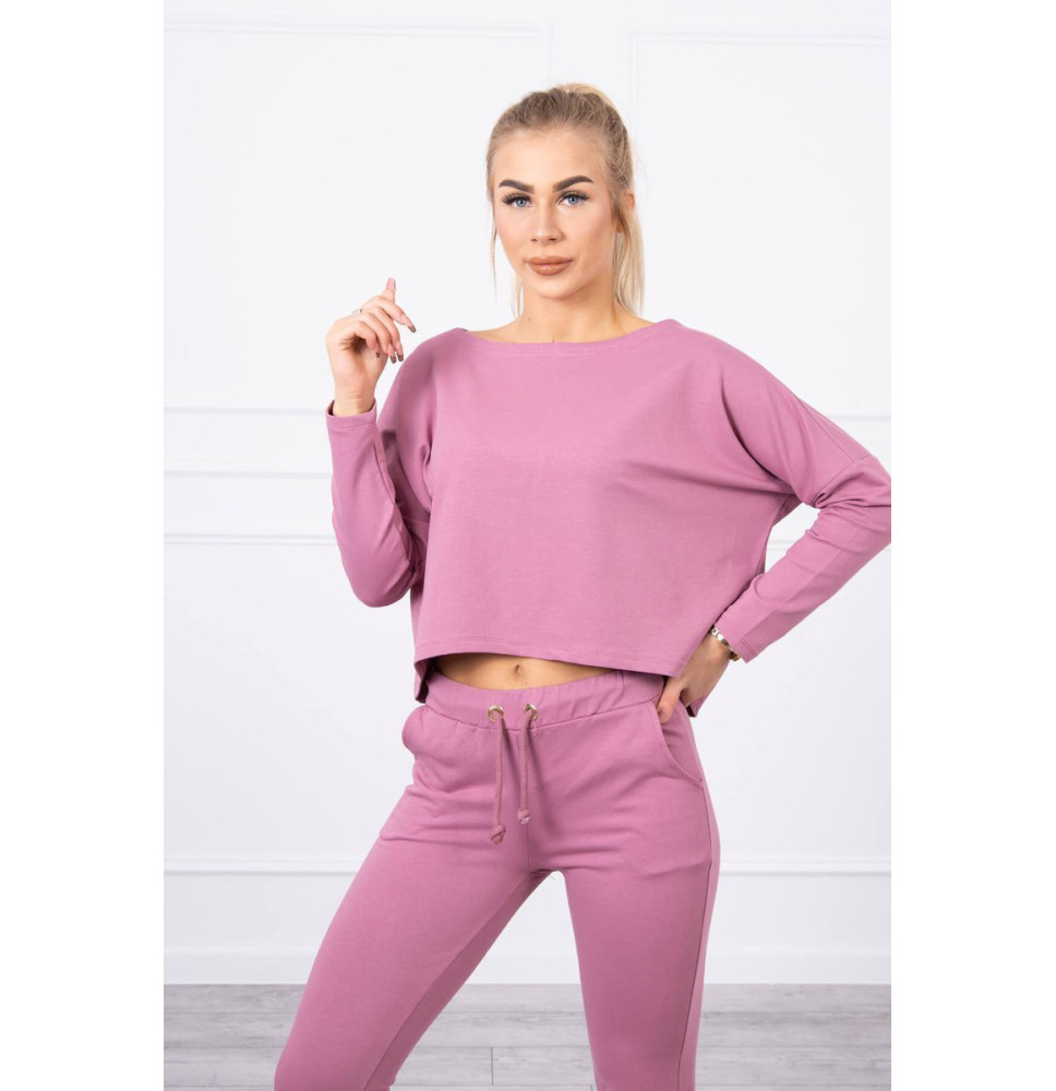Női szett túlméretes blúzzal MI9091 sötét rózsaszín