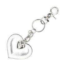 Bőr kulcstartó szív ezüst