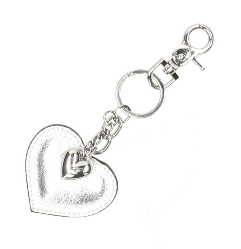 Bőr kulcstartó szív ezüst