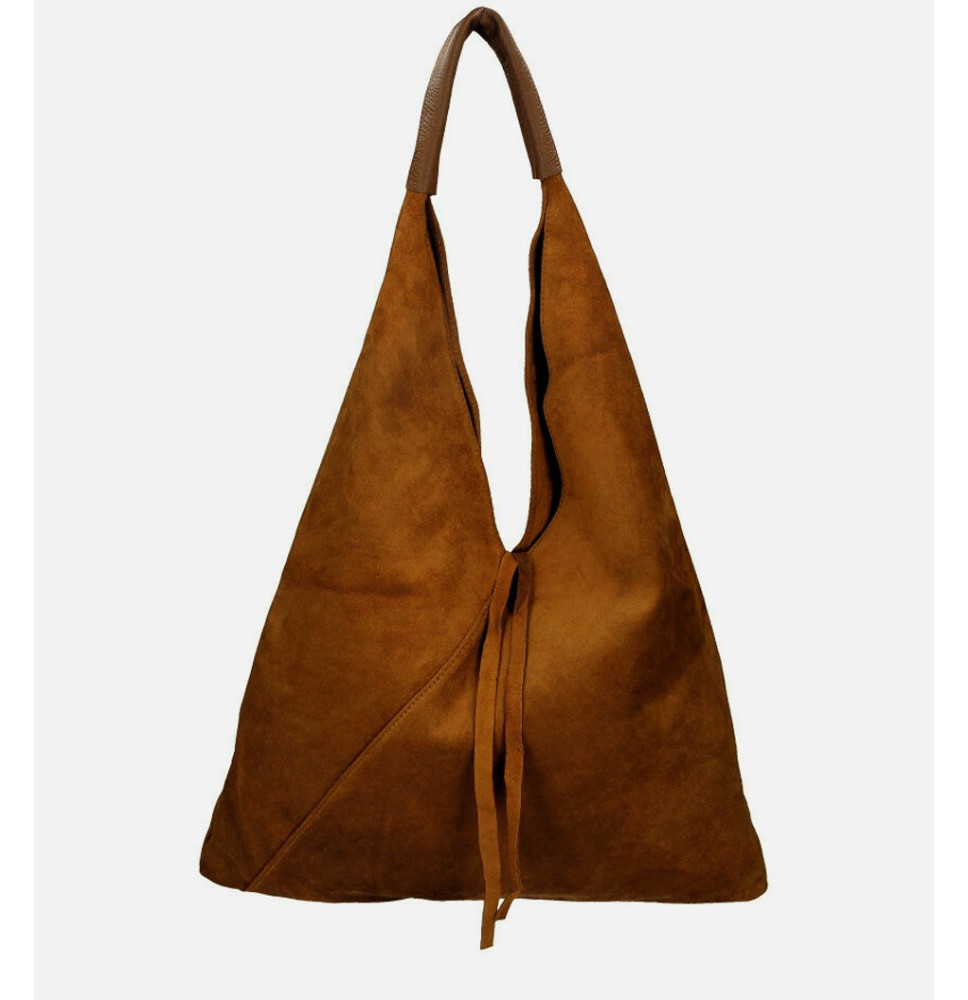 Bőr barna kézitáska velúr kivitelben 184