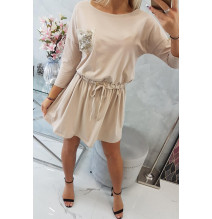 Női ruha, flitter zseb MI9004 bézs