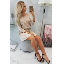 Női ruha, flitter zseb MI9004 bézs