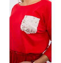 Női ruha, flitter zseb MI9004 piros