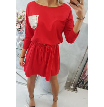 Női ruha, flitter zseb MI9004 piros