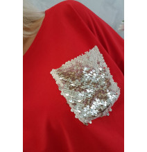 Női ruha, flitter zseb MI9004 piros