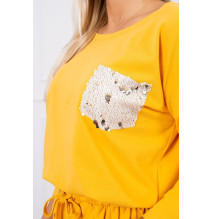 Női ruha, flitter zseb MI9004 okker