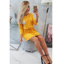 Női ruha, flitter zseb MI9004 okker