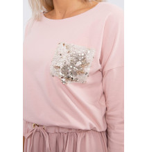 Női ruha, flitter zseb MI9004 por rózsaszín