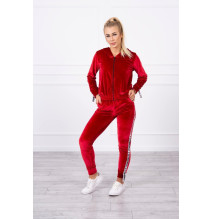 Velúr szett kapucnival MI9104 piros