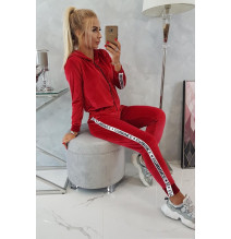 Velúr szett kapucnival MI9104 piros