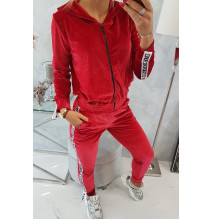 Velúr szett kapucnival MI9104 piros