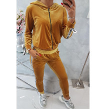 Velúr szett kapucnival MI9104 okker