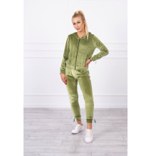 Velúr szett kapucnival MI9104 zöld