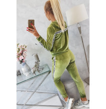 Velúr szett kapucnival MI9104 zöld