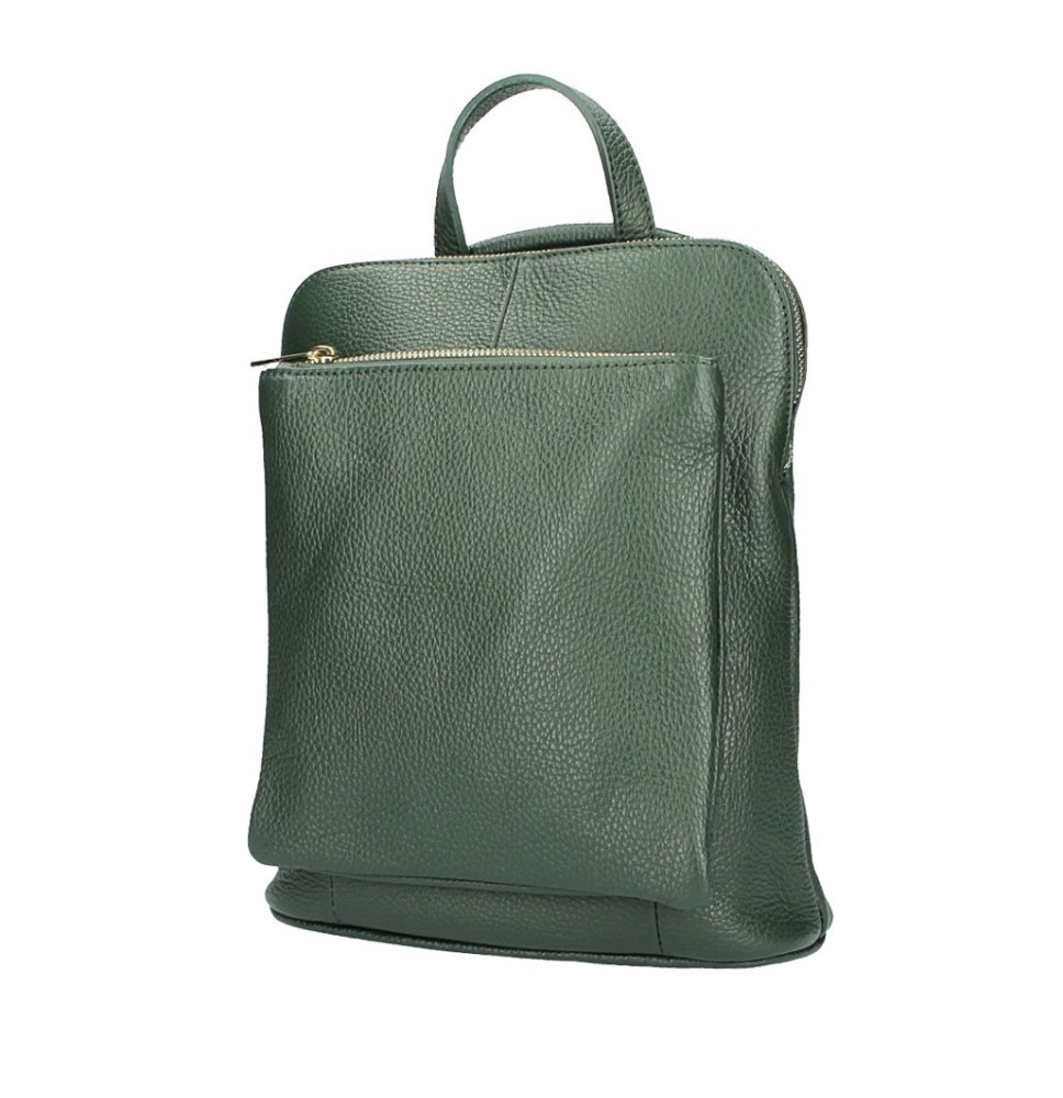 Bőr hátizsák MI899 sötétzöld Készült Olaszországban