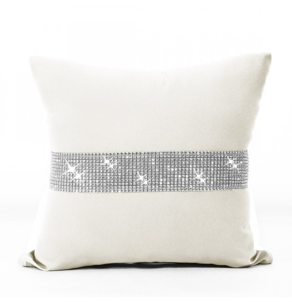 Párnahuzat cirkonokkal 40x40 cm krém