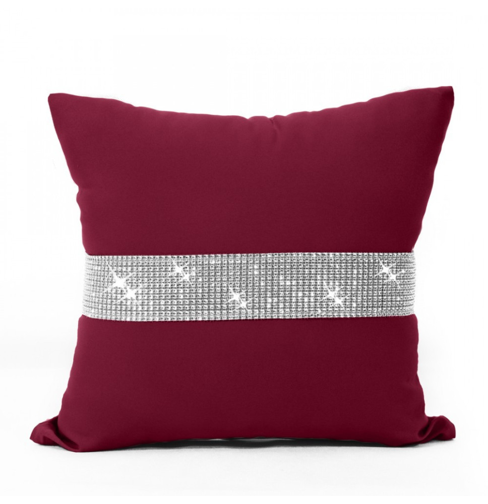 Párnahuzat cirkonokkal 40x40 cm bordó