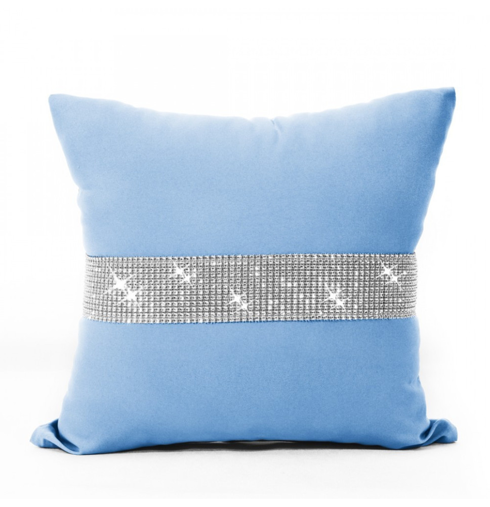 Párnahuzat cirkonokkal 40x40 cm azúrkék