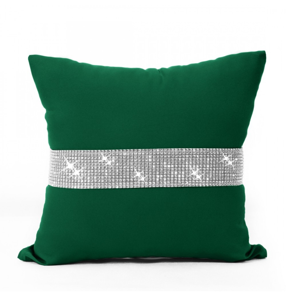 Párnahuzat cirkonokkal 40x40 cm sötétzöld