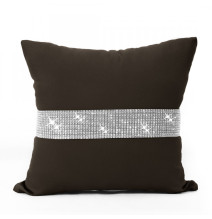 Párnahuzat cirkonokkal 40x40 cm sötétbarna