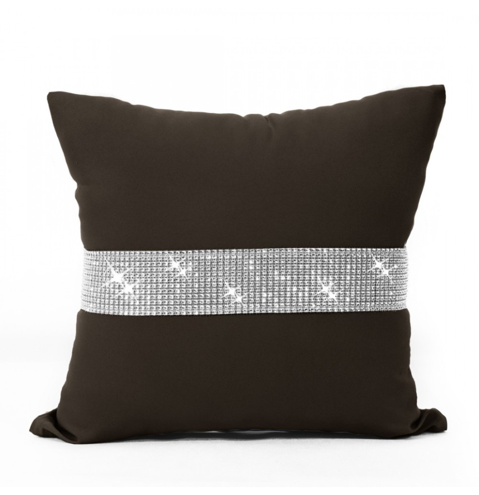 Párnahuzat cirkonokkal 40x40 cm sötétbarna