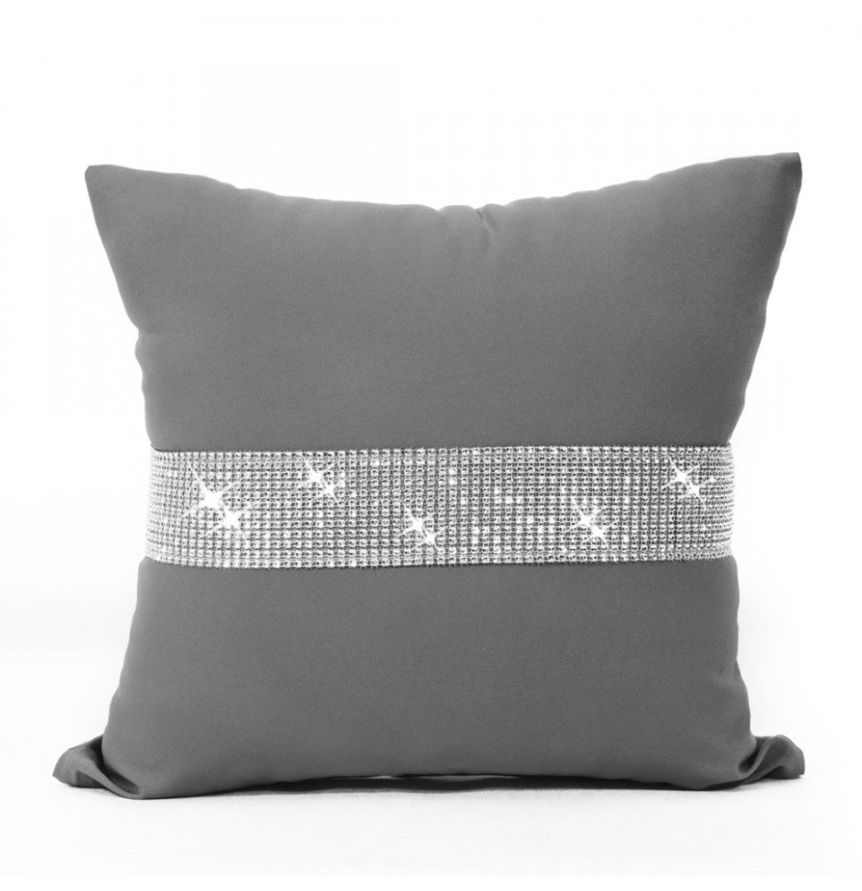 Párnahuzat cirkonokkal 40x40 cm szürke