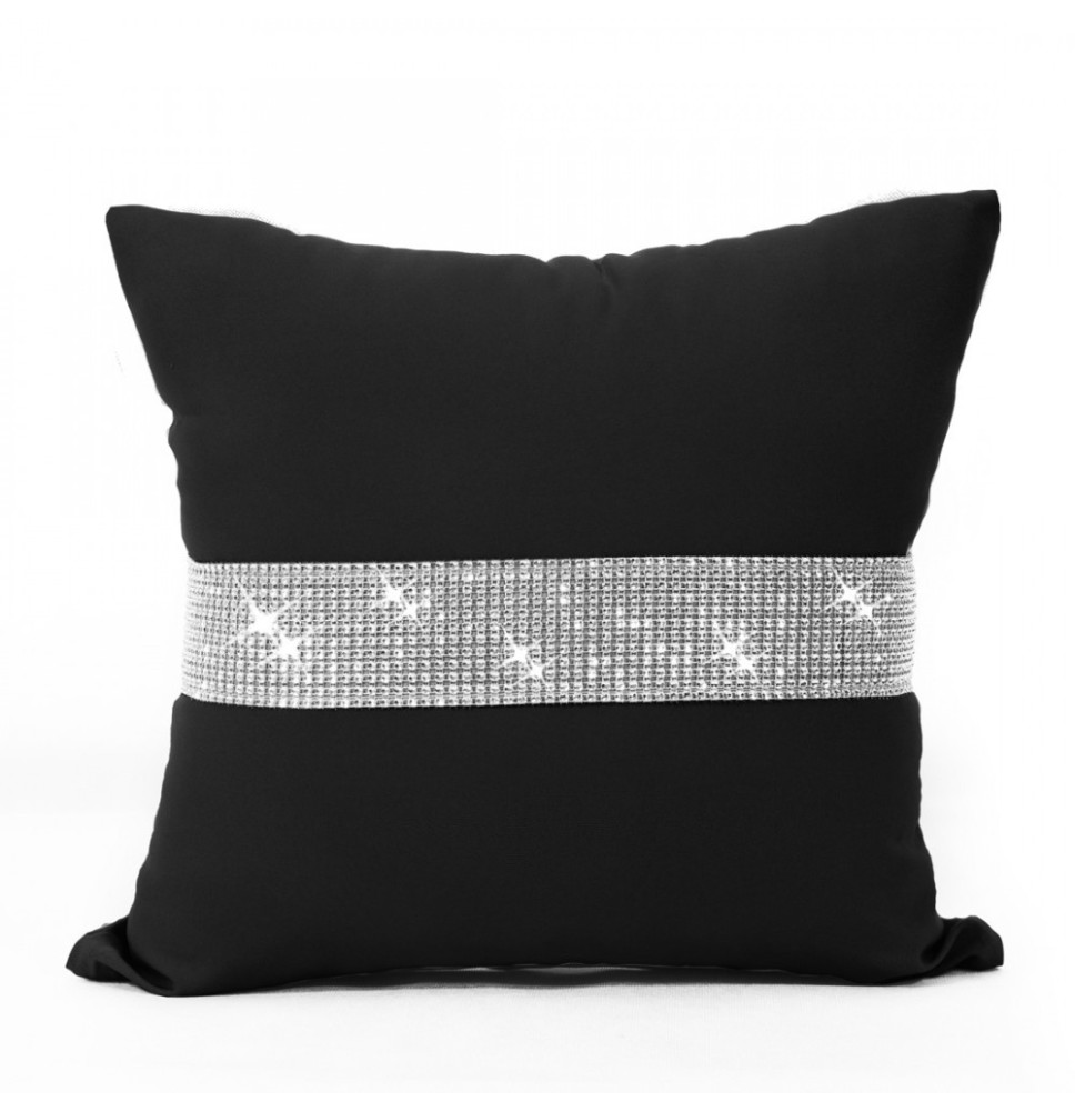 Párnahuzat cirkonokkal 40x40 cm fekete