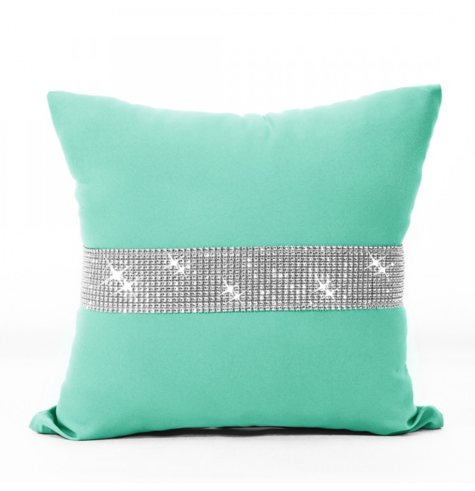 Párnahuzat cirkonokkal 40x40 cm pisztácia