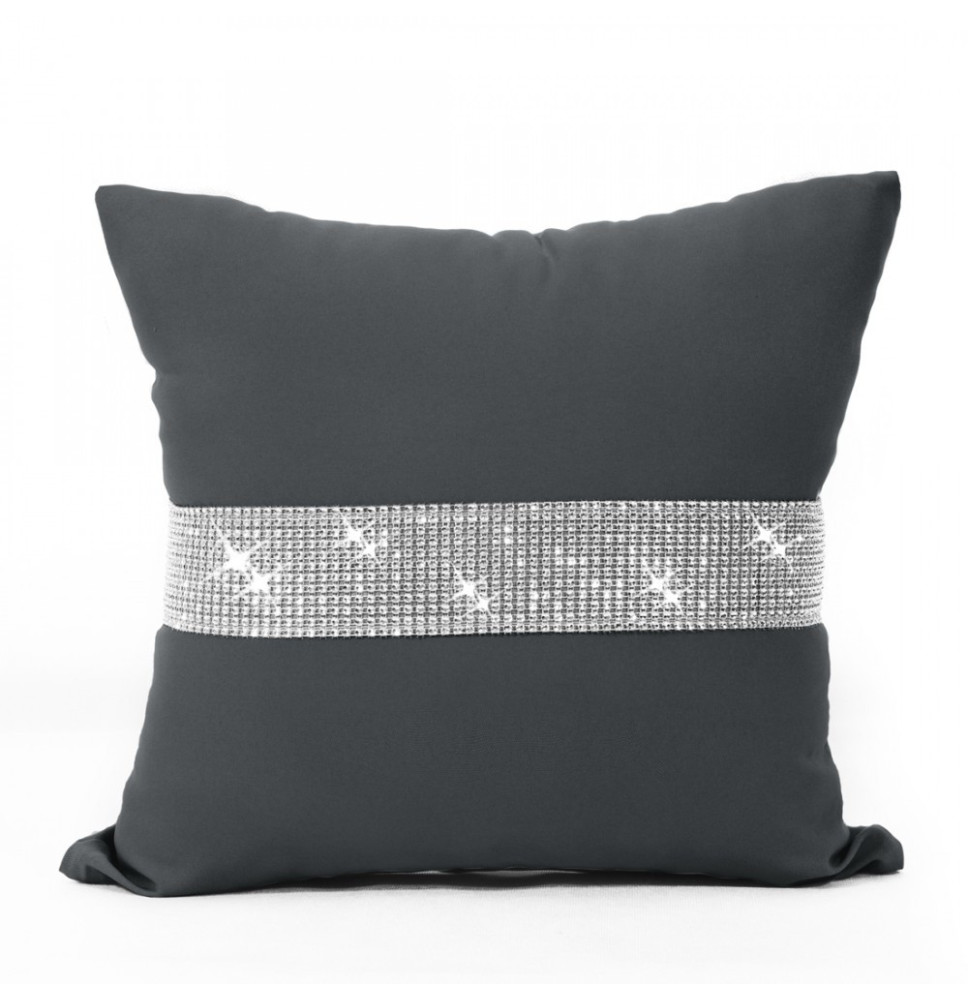 Párnahuzat cirkonokkal 40x40 cm grafit