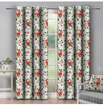 Függöny a gyűrűk 140x250 cm bézs virágokkal