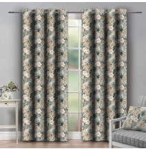 Függöny a gyűrűk 140x250 cm zöld levelek